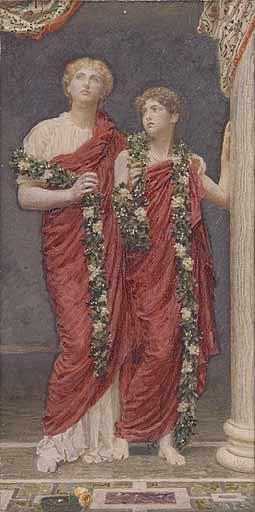 Une guirlande figures féminines Albert Joseph Moore Peintures à l'huile